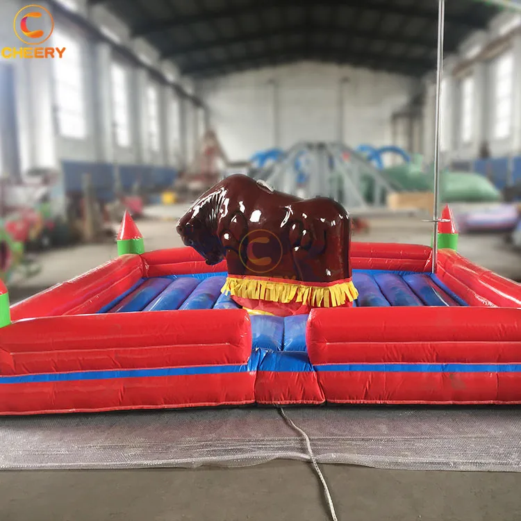 Crazy inflatable ride on animals outdoor playground bull riding inflatable mechanical rodeo bull ride