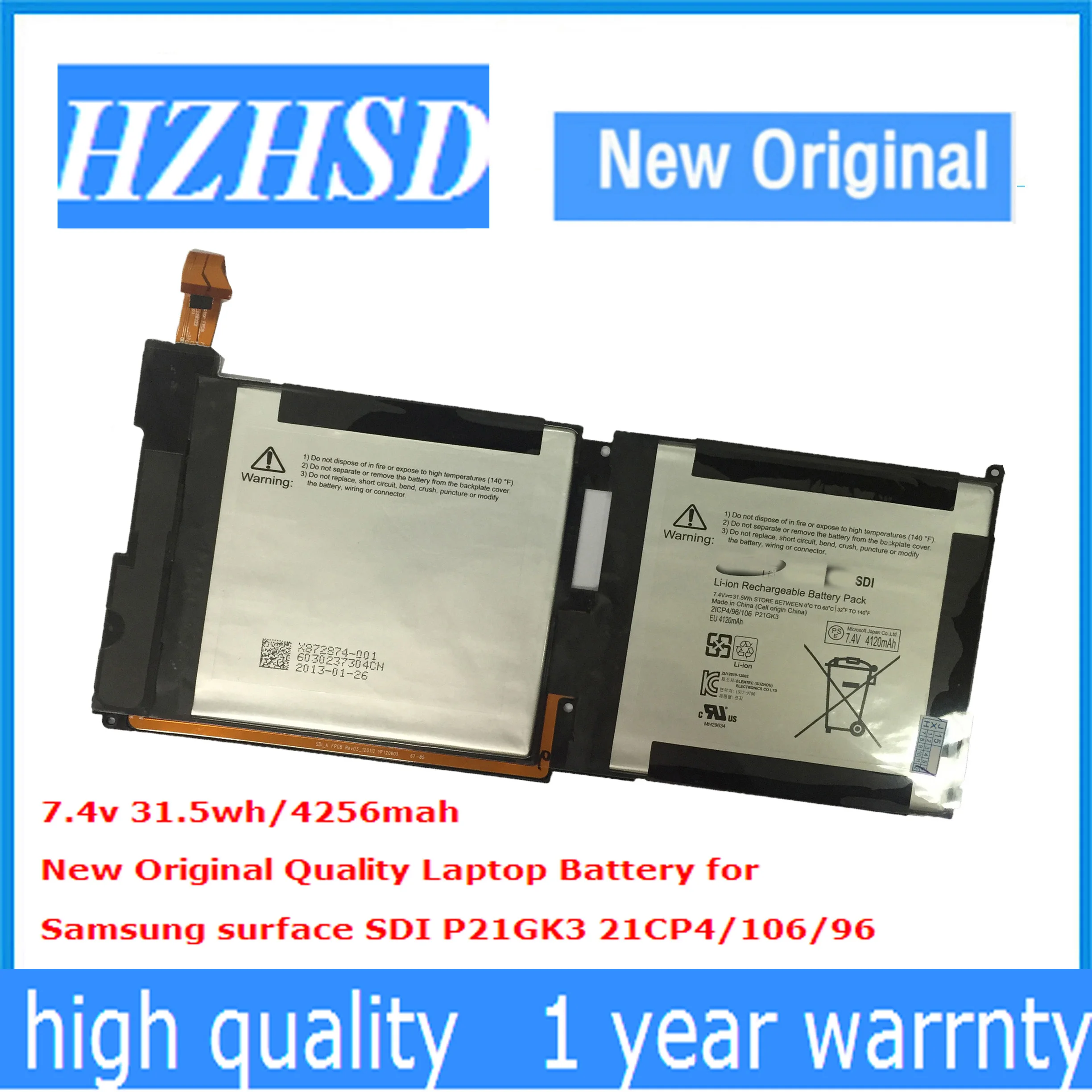 
7.4V 31.5wh/4120mAh P21GK3 Laptop Battery For SAMSUNG SDI Microsoft Surface RT 1516 Tablet PC 21CP4/106/96 