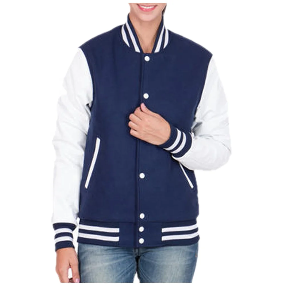 custom logo women wool fleece pink jacket cheap blank Collage Jacket for girls plain letterman baseball varsity jackets