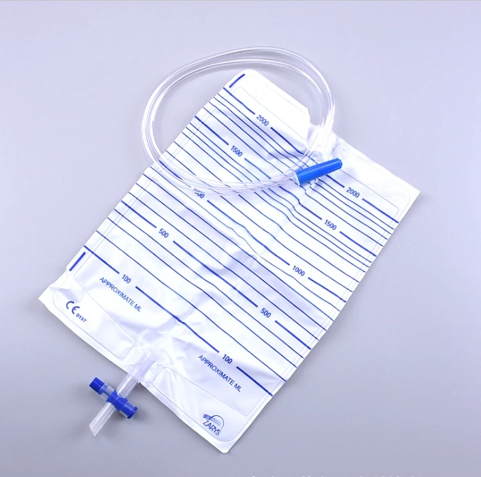 Factory hot selling Disposable medical Single-Use Urine Bag with pull-push valve/ Urine Bag Urine Collection Bag