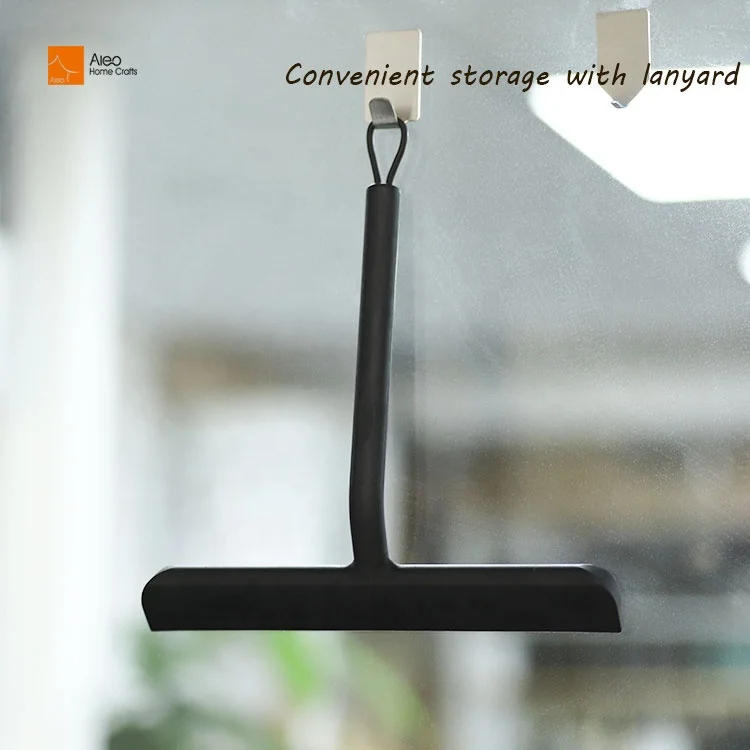 Black Silicone Rubber Window Squeegee Wiper Short Handle Soft Profile for Car Glass Shower and Window Cleaning