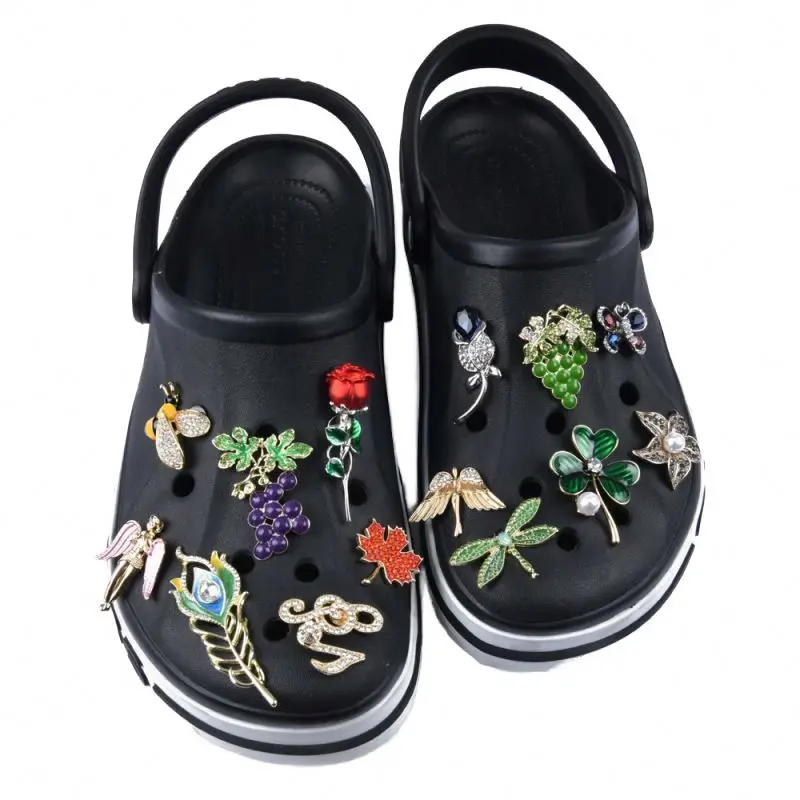 Bling Alloy Rhinestone Shoe Charms PVC Dragonfly Rose Insect Owl for Slipper Design Christmas Gifts for Shoe Decorations