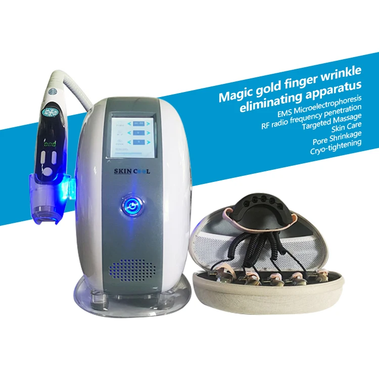 Golden Finger Wrinkle Remover Face Lifting Device Radio Frequency Rf Cooling Gold Finger Massager Cryo Cooling Skin Tightening