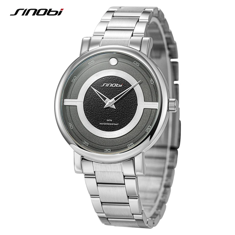 SINOBI Luxury Classic Men Watch Iconic Appeal Classic Stainless Steel Watches for the Modern Business Gentleman