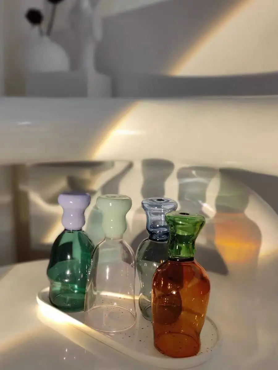 Custom Made Creative Drinkware Birthday Gift Borosilicate Handless Two-Coloured Glass Mugs Cups for Drinking