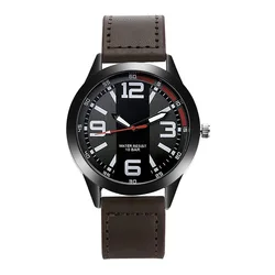 Polished Case 10 Bar Waterproof Brown Leather Strap Japan Quartz Movement Mens Cool Watches