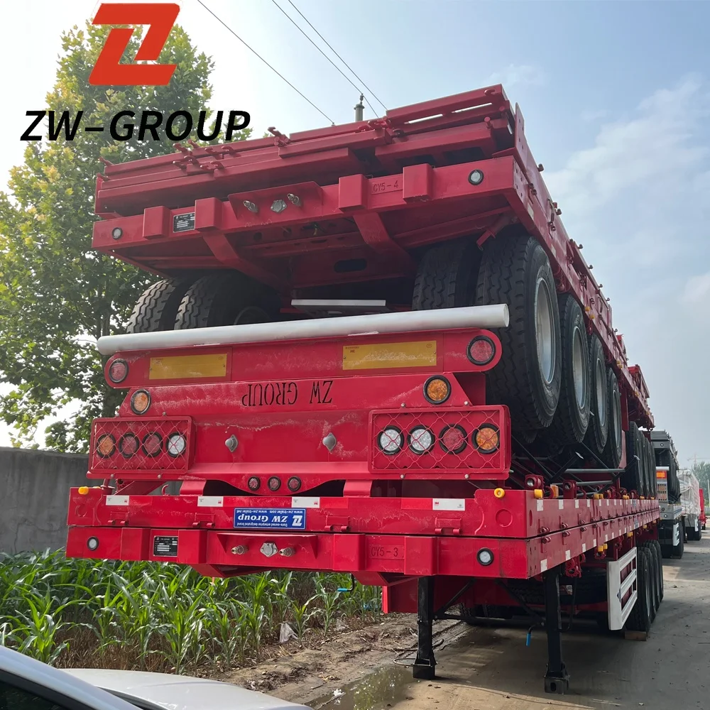 new and used Four axles 53 foot container flatbed trailer 53ft 4 axle flat bed western trailer for sale Mexico