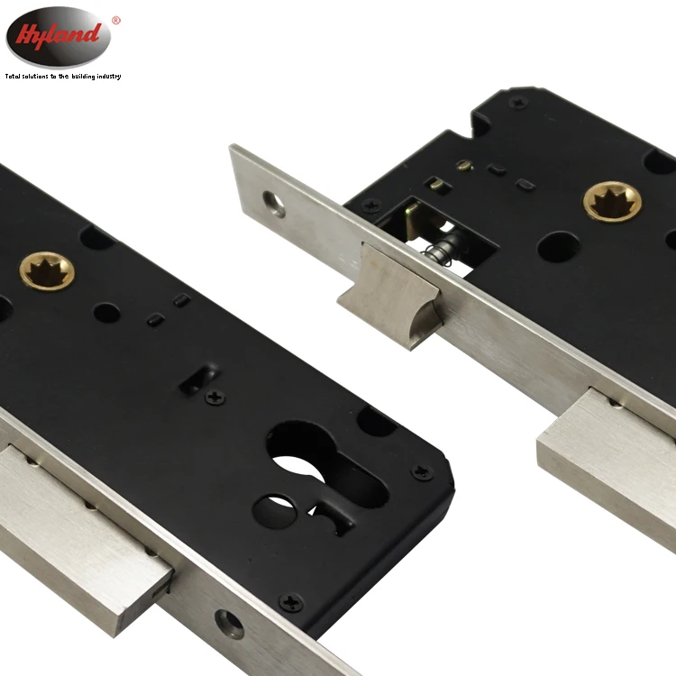 3 latches door mortise lock for entry, Hyland OEM LC85x50mm, Euro cylinder lock body