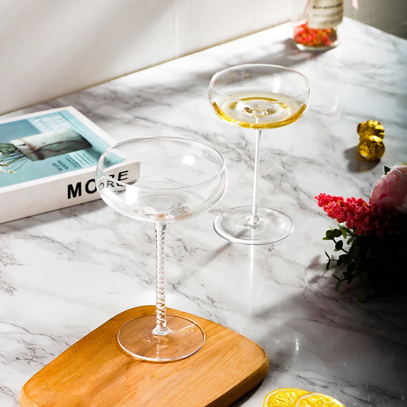 Ice Cream Juice Cocktail Glass Vertical stripe transparent crystal glass goblet cup