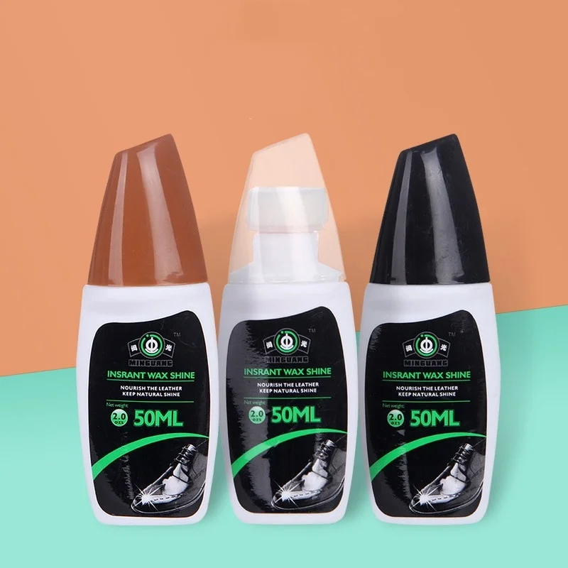 Factory wholesale 50ML bottle liquid shoe polish leather black brown colorless cleaning and maintenance solution