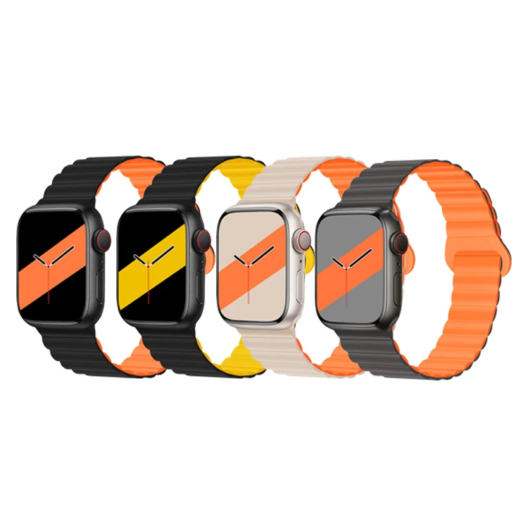 HMJ Silicone Replacement Two Tone Watch Bands Smart Watch Straps 44 mm for SE/8/7/6/5/4/3/2/1 Apple Watch Series 7 Band 45mm