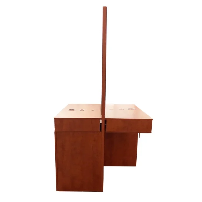 Professional modern design spa beauty barbershop hair salon furniture double sides mirror styling station with big cabinet