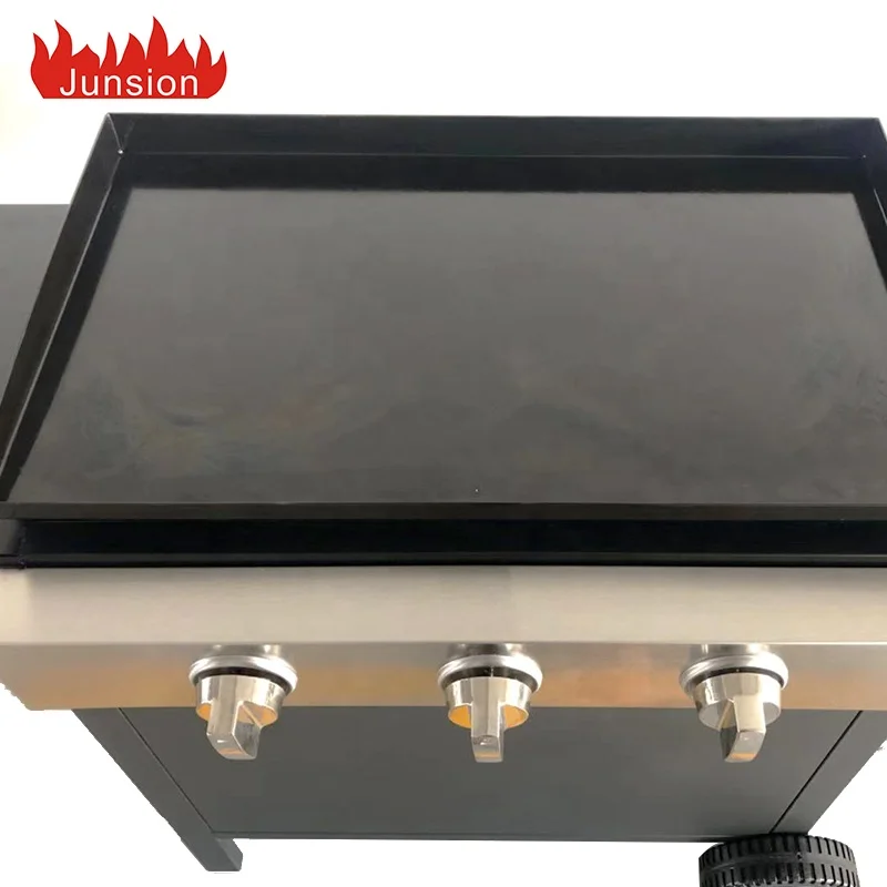 Professional Factory Price CE Outdoor Garden Camping Portable 3 Stainless Steel Burners Barbecue Flat Top Plancha Gas BBQ Grill