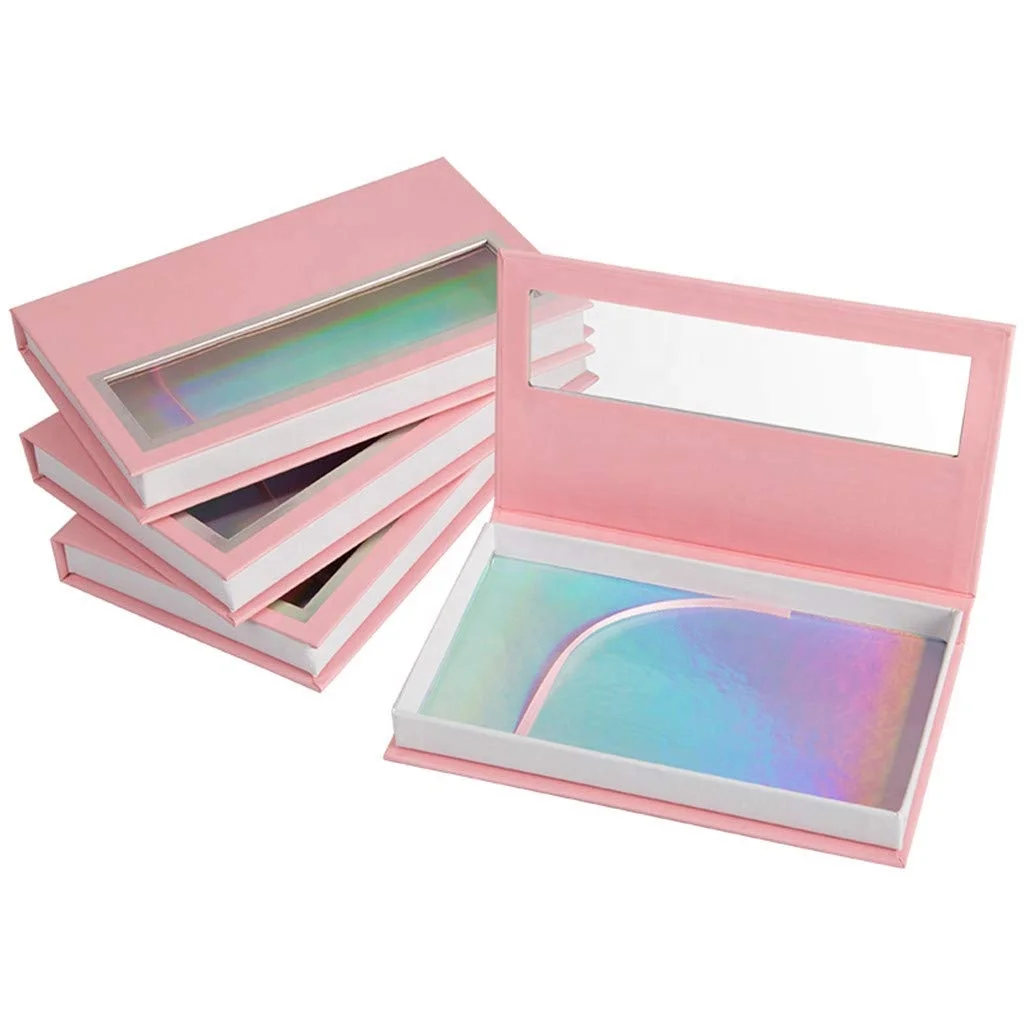 Wholesale One Pair False Eyelash Product Packaging Box with Clear Window Custom Boxes for Eyelashes