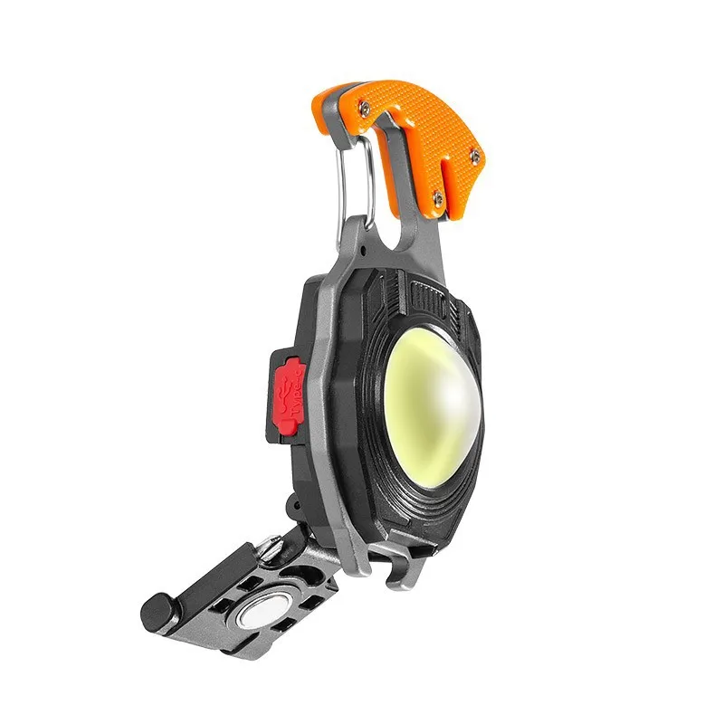 Keychain Flashlights Portable Usb Rechargeable Cob Work Light Emergency Light with Folding Bracket Bottle Opener and Magnet Base