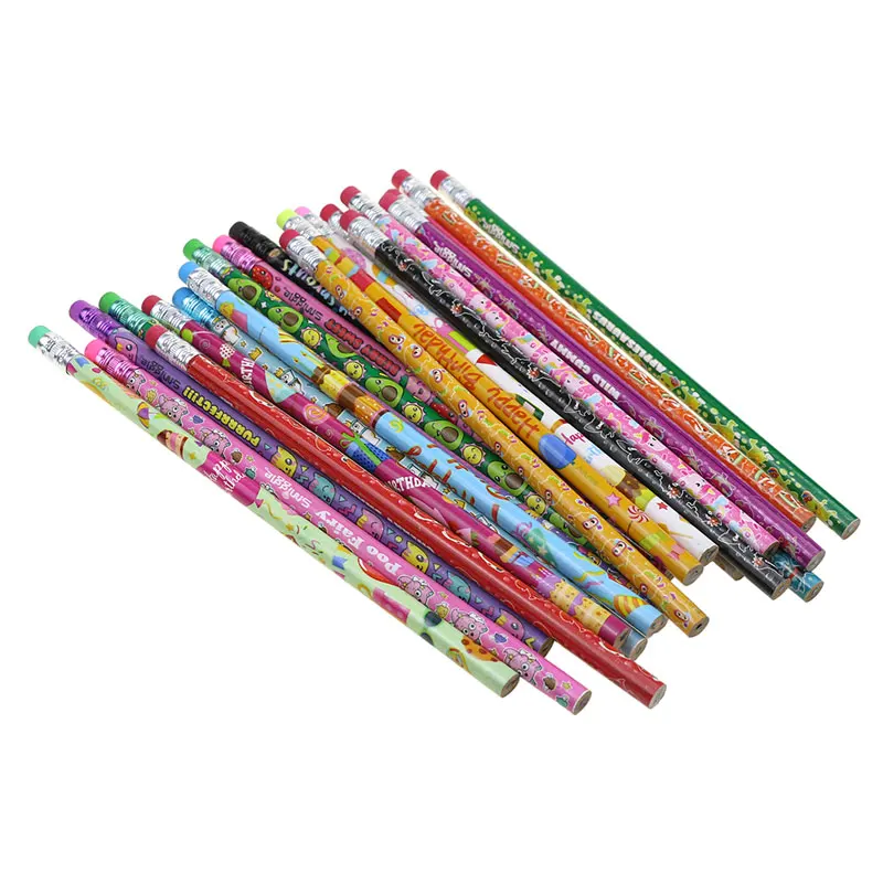BECOL Wholesale Colorful Fruit Scented School Pencils Customized Wooden Standard HB Pencils with Eraser for Students
