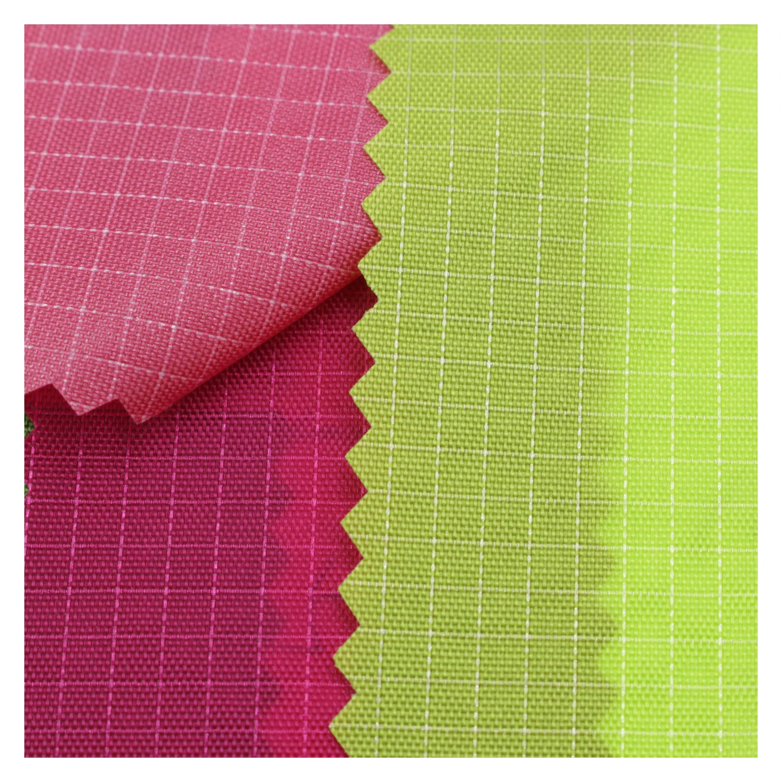 polyurethane coated 210D white line 0.2cm ripstop pure nylon fabric