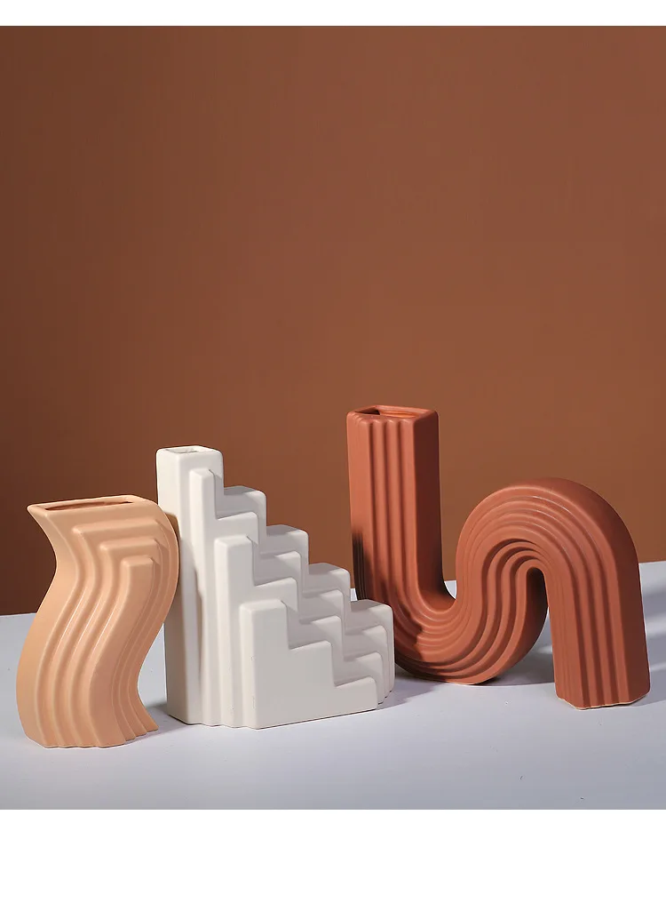 ENO Nordic style ceramic vase ornaments modern geometric architectural modeling Hotel model room creative vase