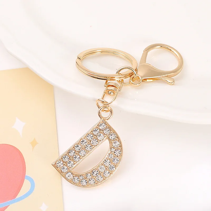 OEM manufacturer souvenir gift diamond crystal rhinestone custom initial shape key holder rhinestone character keychai