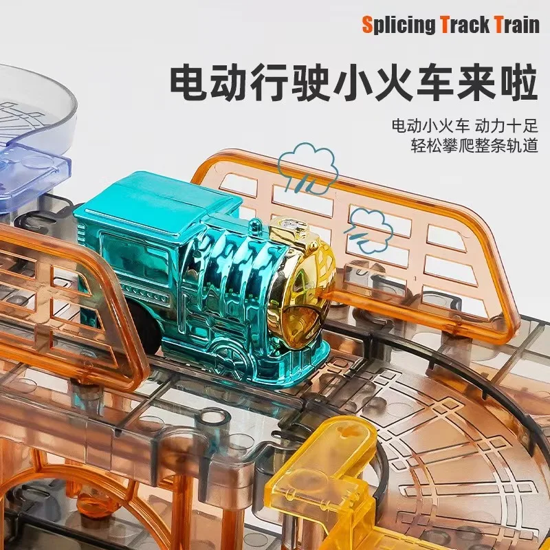 DIY Puzzle Construction Flexible Assembly Electric Slot Car Race Toys Transparent Splicing Track Train for Kids Children Toys