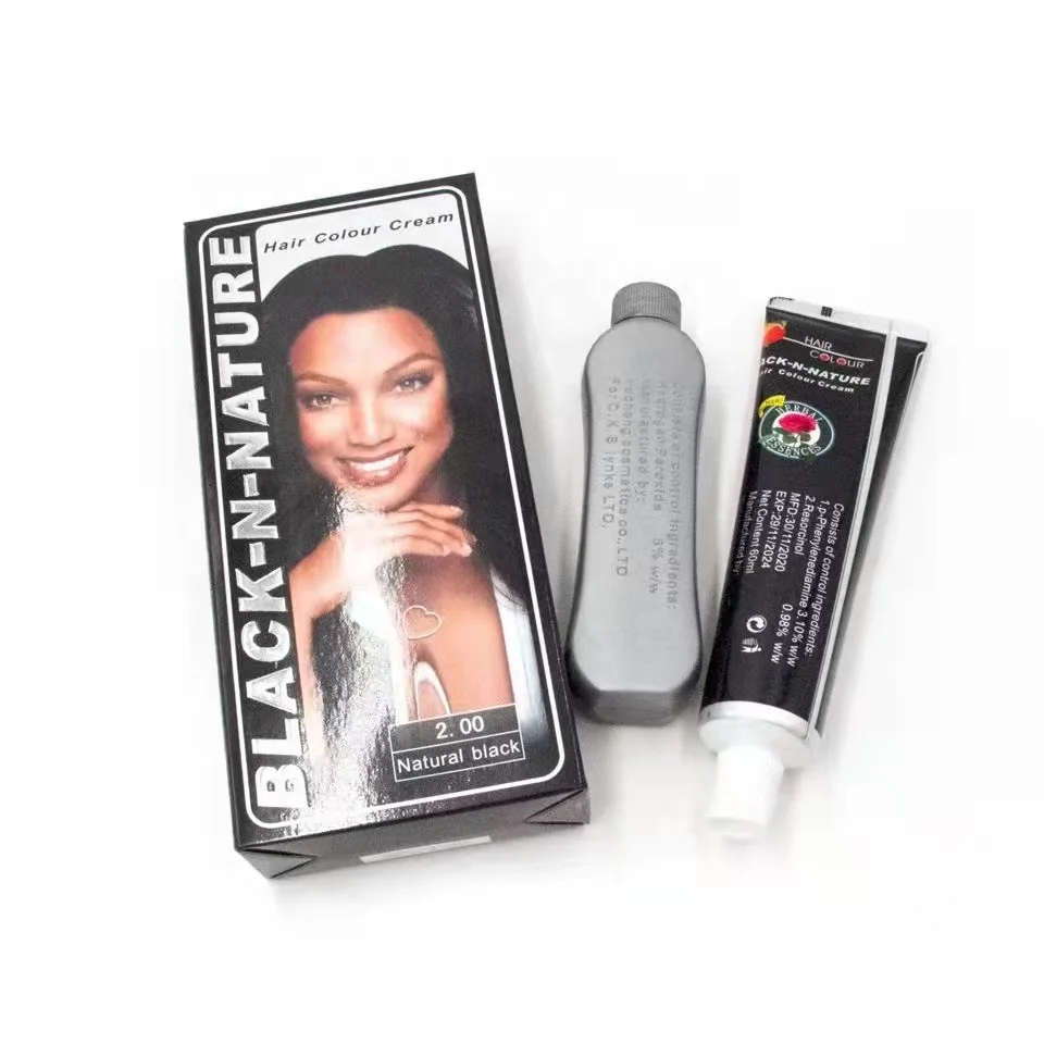 BLACK-N-NATURE HAIR DYE Nature black hair color  Cream 60ml*2  BLACK-N-NATURE Chinese manufacture hot sale OEM/ODM