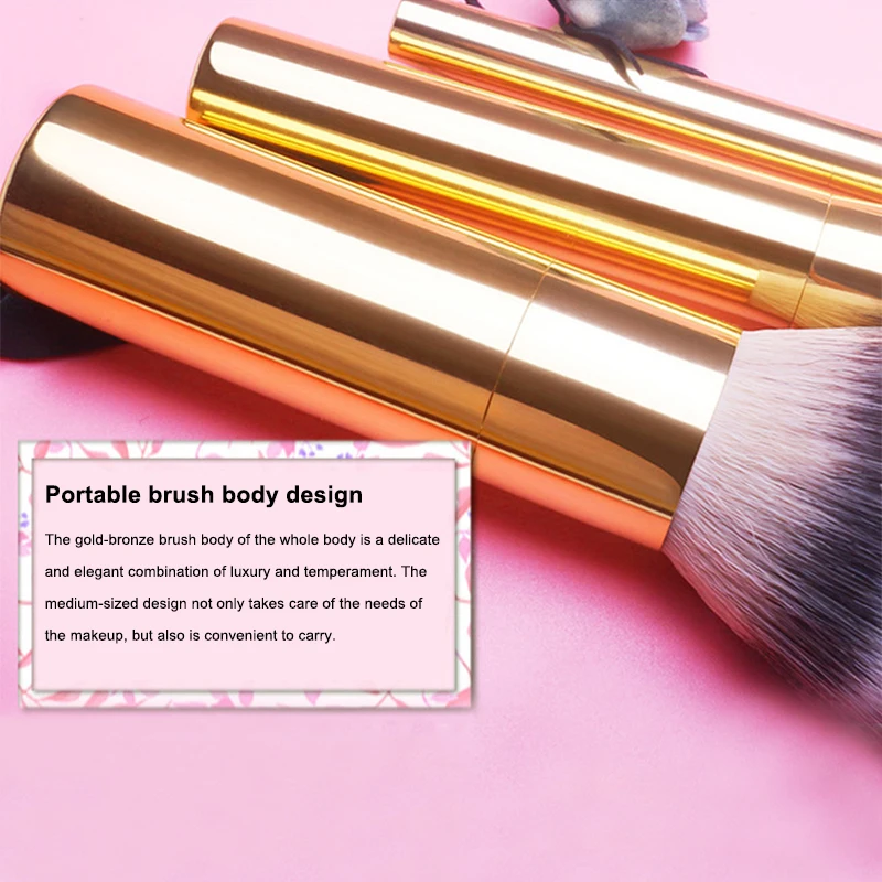 HXT-001F 5pcs mini vegan hair metal handle cosmetic beauty tools brushes cosmetic brushes kit for daily brush make up travelling