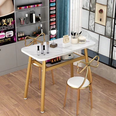 Wholesale simple manicure table and chair set economic single small double iron manicure table