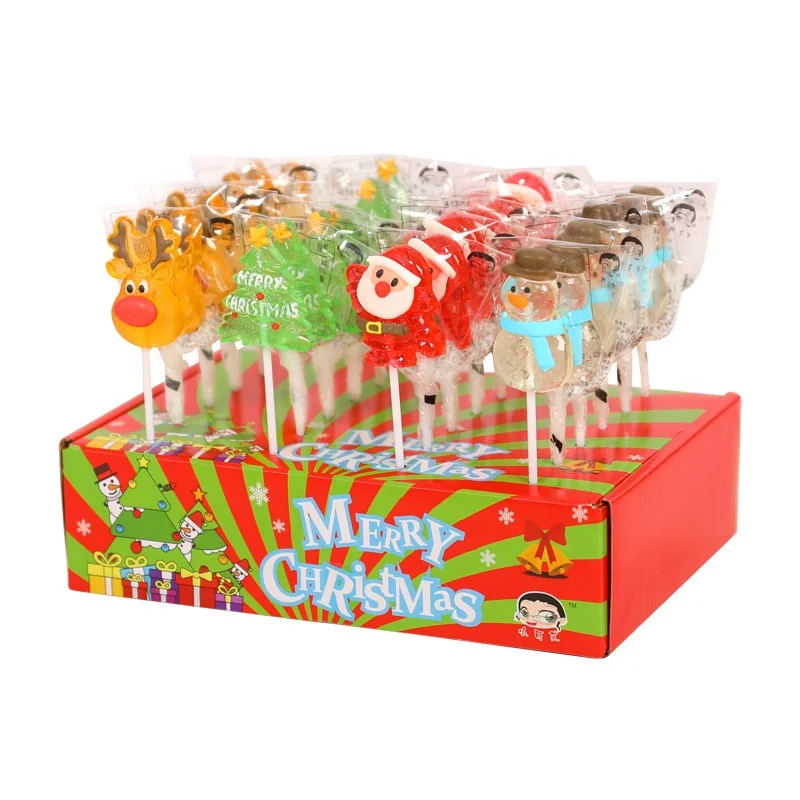 Christmas Tree Shaped Sweets Fruit Flavor Crystal Lollipop Hard Candy 360g for Children Gift in Box Packaging