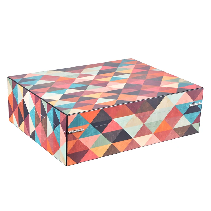 Delicate  Rhombus Shape Pattern Wooden Gift Box For Tea Packing