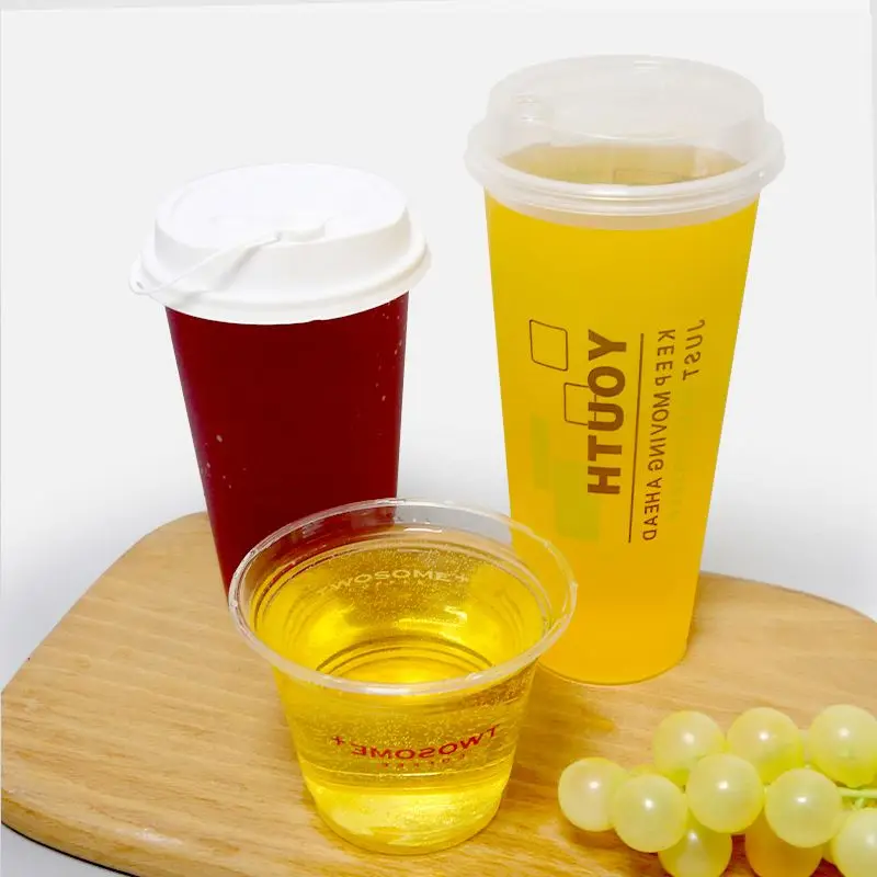 Custom Logo12oz 16Oz 20Oz 24Oz Disposable PET PLA Eco Strawless Plastic Cups Clear Beverage Coffee Cups With Lids For Shop Party