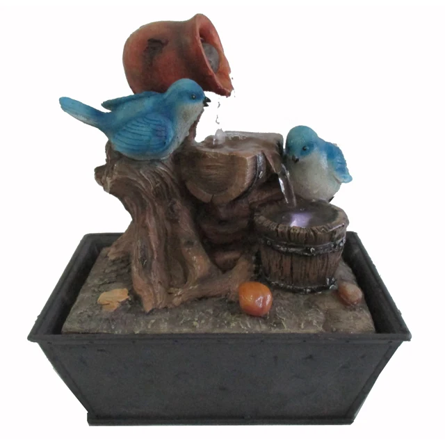 resin birds table top indoor water fountain waterfall feature