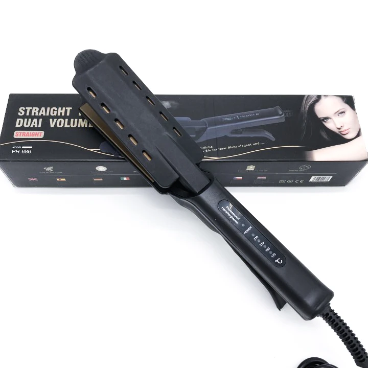 Wholesale Professional Hair Straightener Titanium Flat 2 in 1 Irons Wide Plate Electric Hair Straightener