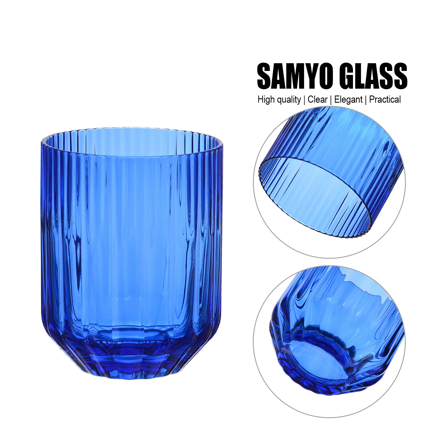 SAMYO Handmade Nordic Vertical Stripes Ribbed Beverage Juice glass pitcher  Bedside Jug water carafe