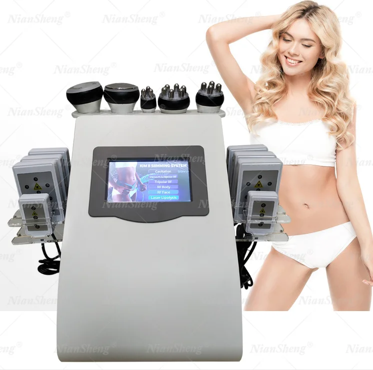 factory price 40K Vacuum Cavitation system 6 in 1 Lipolaser Beauty Rf Body Slimming Ultrasound  Machine