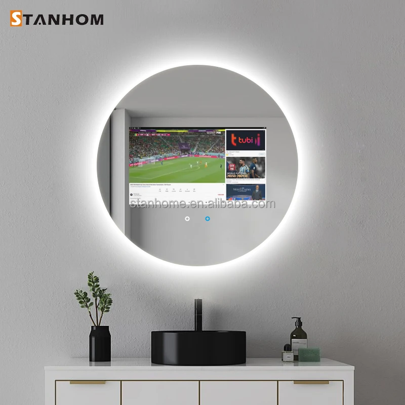 STANHOM Wall Round Android Smart WiFi Bathroom LED Backlit Mirror