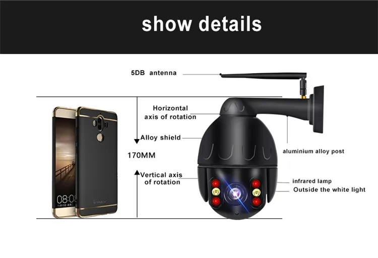 Камера Наружного видеонаблюдения Ultra HD, 4K, 8 Мп, IP, PTZ, Wi-Fi, датчик обнаружения человека, 5 МП, беспроводная система безопасности