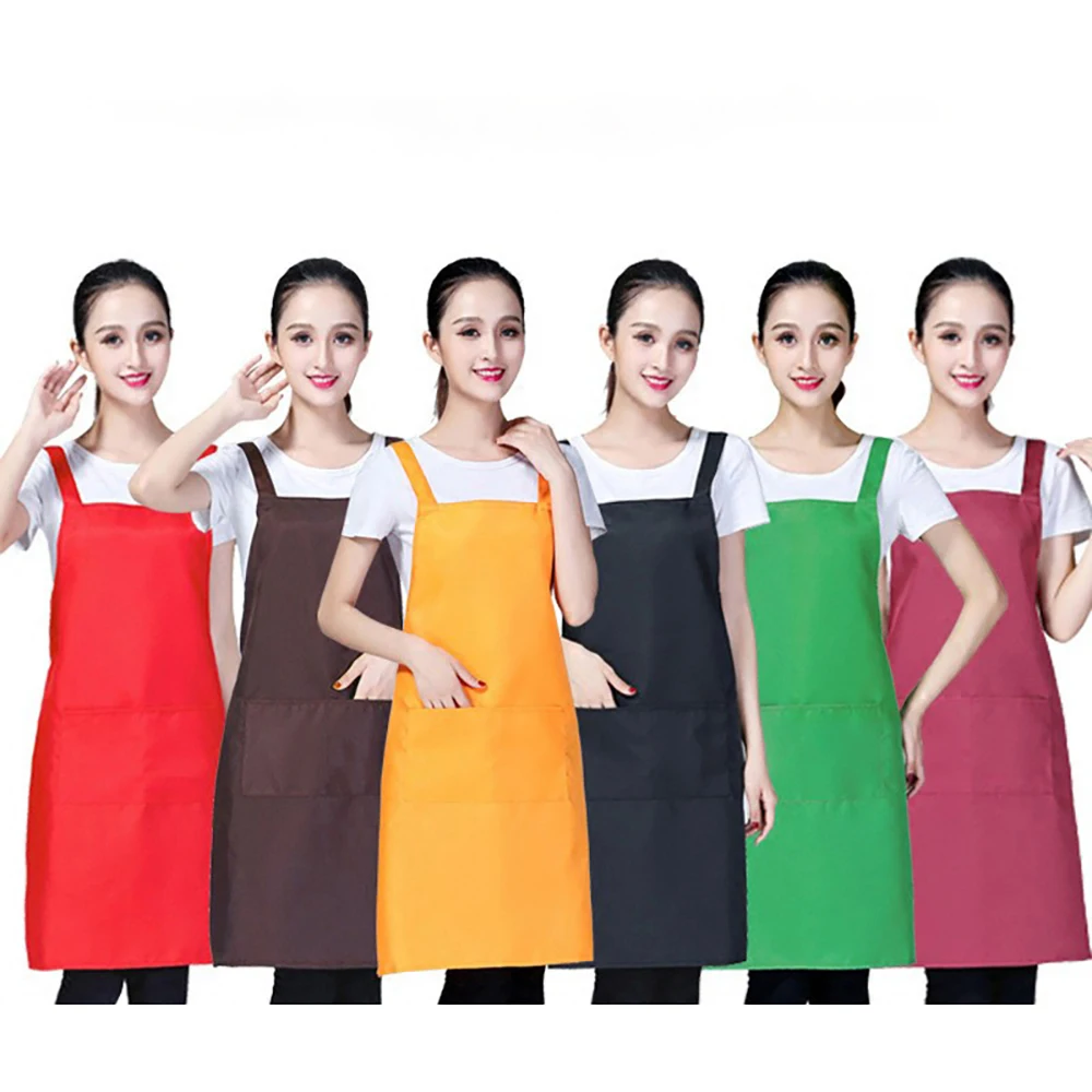 Unisex Cotton Black polyester Custom Logo Full Printing Design Apron Pocket Adjustable Bib Kitchen Cooking Overalls Aprons