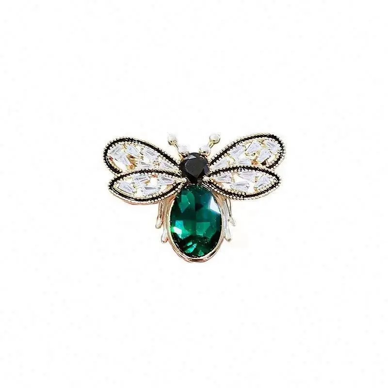Wholesale Green Rhinestone Bee Brooch Cheap Price Women Fashion Jewelry Brooches