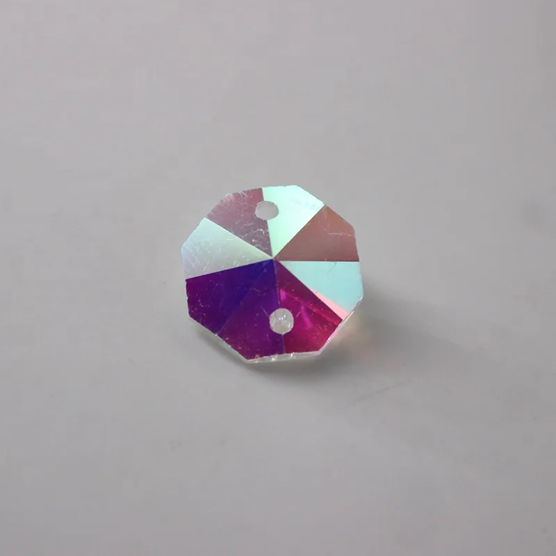 
14mm AB Color Glass Crystal Octagon Beads with 2 holes 