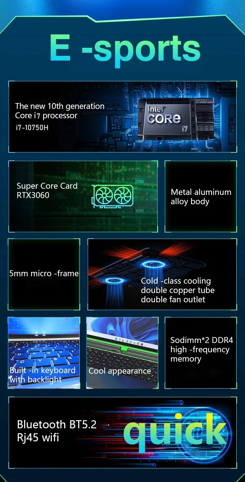 2023 Новое поступление OEM ноутбук Core i7 10-го поколения независимая графика RTX 3060 игровой 16-дюймовый высокопроизводительный