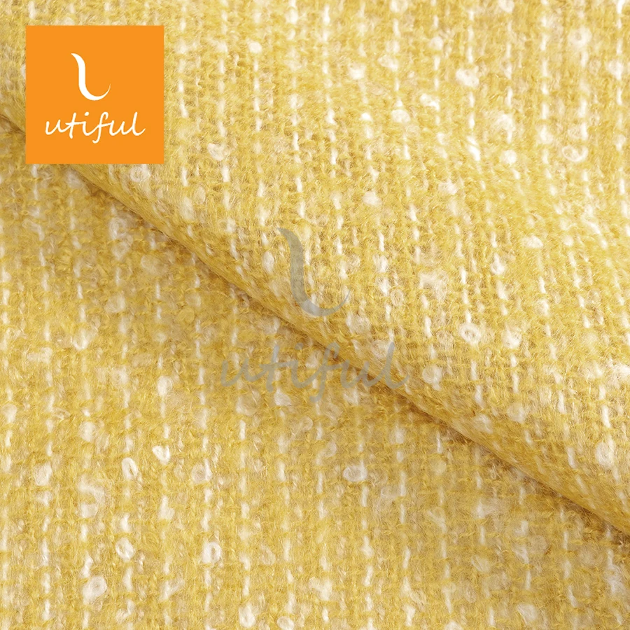 Warm stripe dots melange woven acrylic mohair throw blanket with tassels