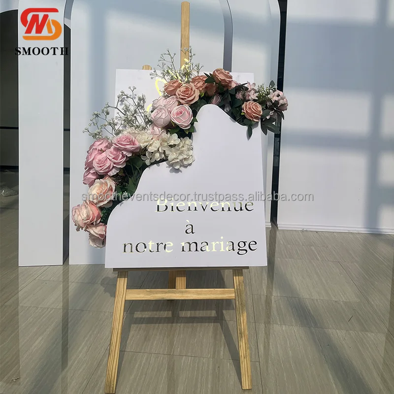 SMOOTH Hot Selling Luxury Prop Floral Box Wedding Sign Decor Welcome Flower Box Sign Customized Event Welcome Sign