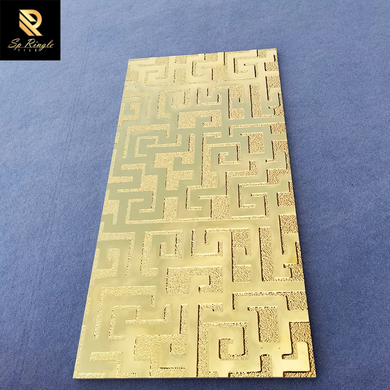 Springletile 300*600 Tile 3d Ceramic Decorative Golden Key Pattern Sintered Stone Slabs Luxury Hotel Living Room Wall Tiles