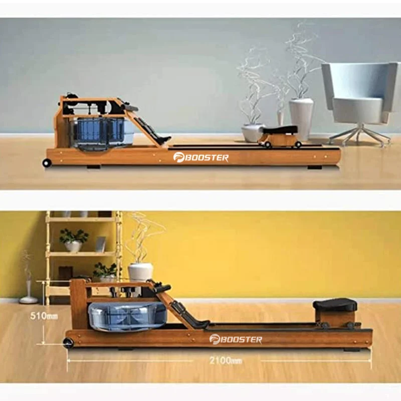 
Gym Cardio Fitness Trainer Wood Frame Water Resistance rower Foldable Rowing Machine 