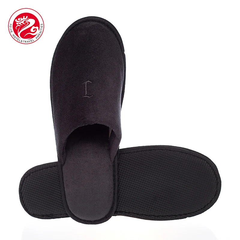 Reusable Washable Disposable black Hotel Slippers