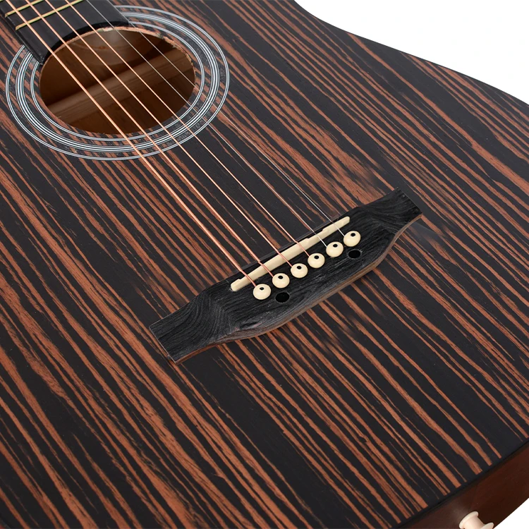Китайская Фабрика 38 дюймов Акустическая гитара Оптовая продажа музыкальный инструмент для езды на велосипеде 6 гитар дешевые черные гитары