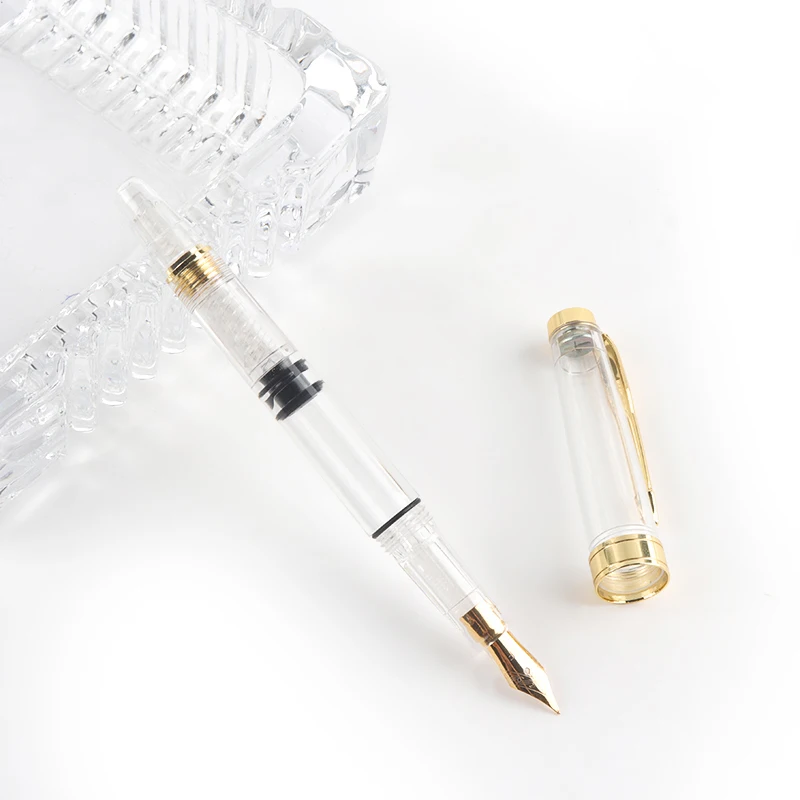 Jovesun Transparent color ink student pen Straight pointed elbow art writing Plastic fountain pen
