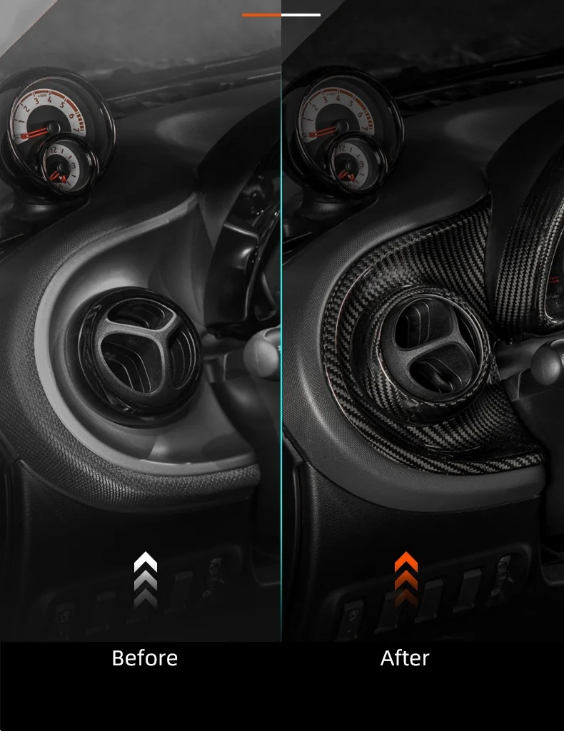 Carbon Fiber Dashboard Central Control Panel  For Smart 453 Fortwo Forfour Carbon Fiber Interior Accessories