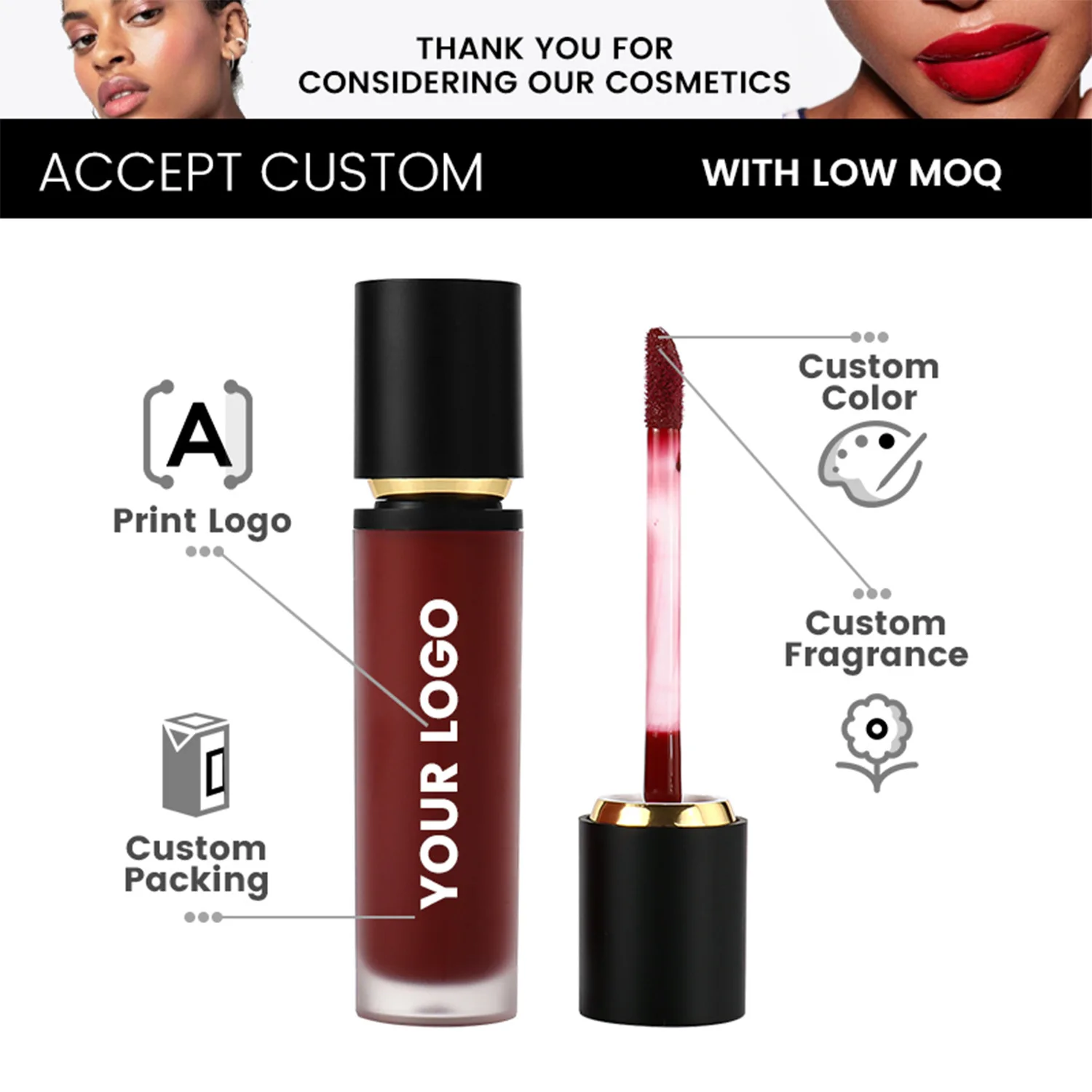 Wholesale Supplies 48 Shades Lip Professional Round Tube Stick Customize Logo Volumizing 8.4g Glitter Lipgloss