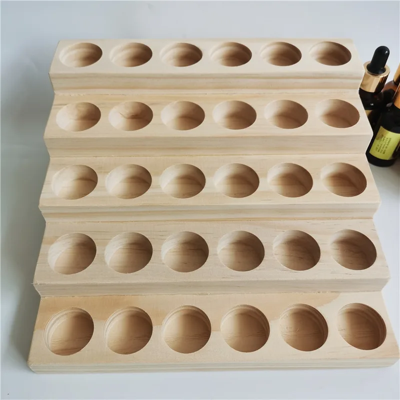 Essential Oil Bottles Wooden Storage Display Stand Travel Display Presentation Holder Cosmetic Aromatherapy Organizer Rack